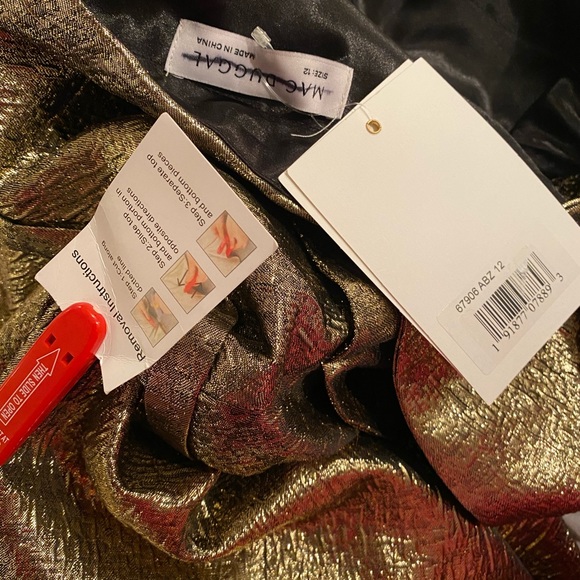 Mac Duggal Asymmetric Metallic Tea-Length Dress. Size 0 and 12 - Picture 9 of 13